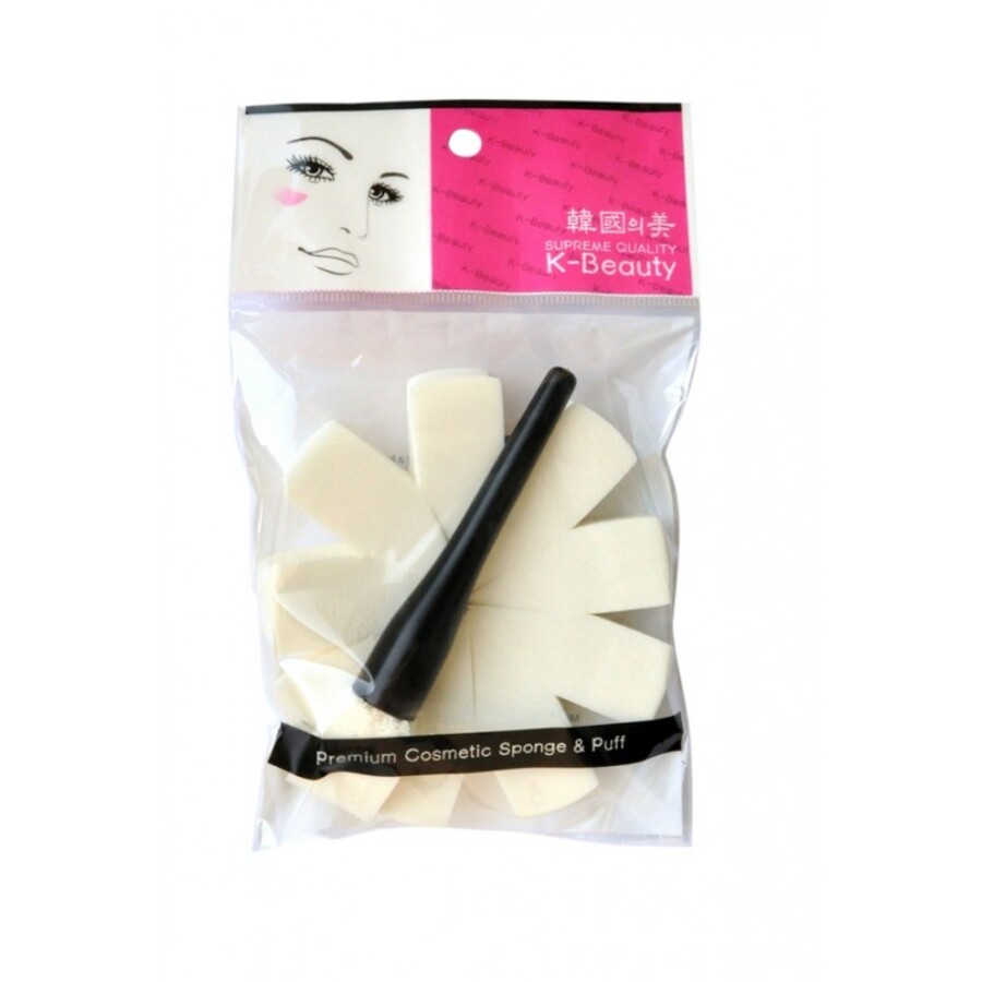 K-BEAUTY NR -28, 10 сегментов K-Beauty Спонж косметический с ручкой в индивидуальной упаковке
