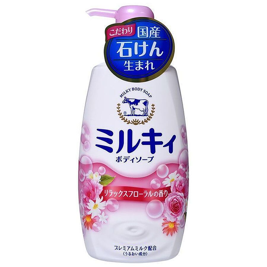 COW Milky Body Soap, 550мл. Cow Мыло для тела жидкое молочное с маслом ши и ароматом цветов, основной блок