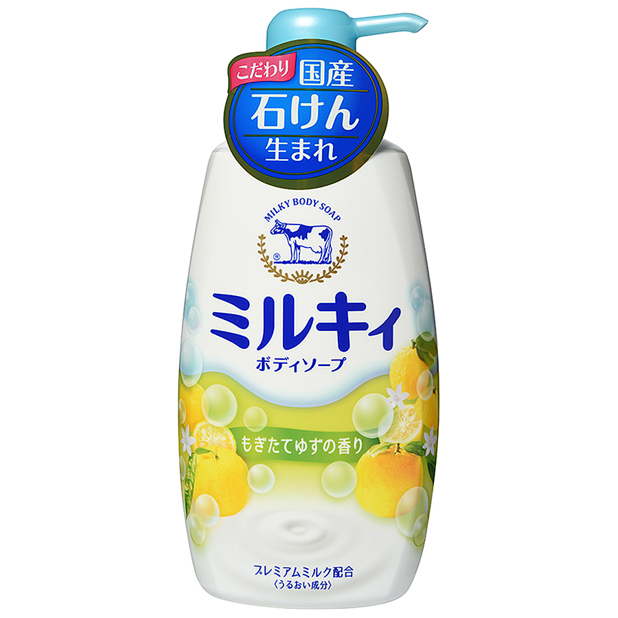 COW Milky Body Soap, 550мл. Cow Мыло очищающее молочное для тела c аминокислотами шелка, аромат цитрусовых