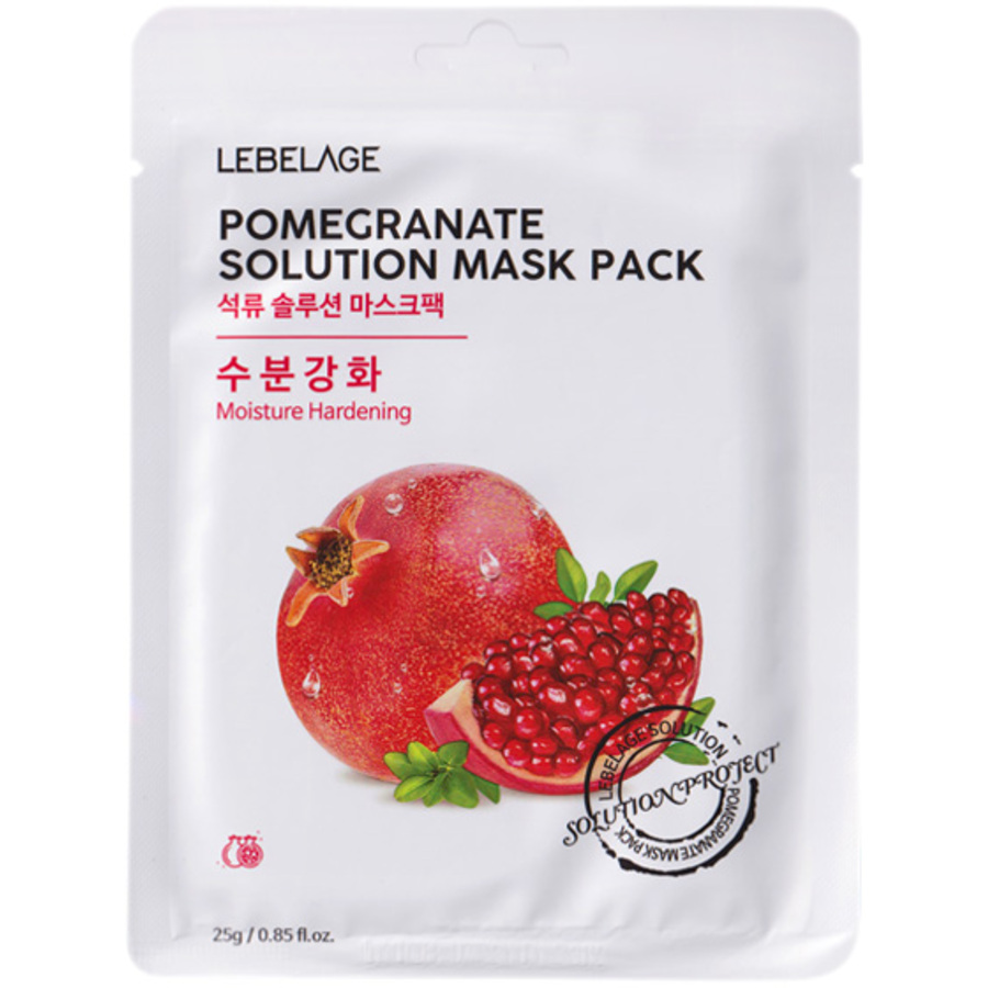 LEBELAGE Pomegranate Solution Mask Pack, 25гр. Маска для лица тканевая с гранатом