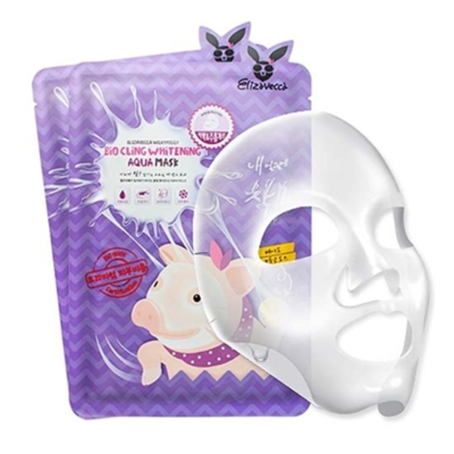 ELIZAVECCA Milky Piggy Bio Cling Whitening Aqua Mask Маска для лица омолаживающая из биоцеллюлозы