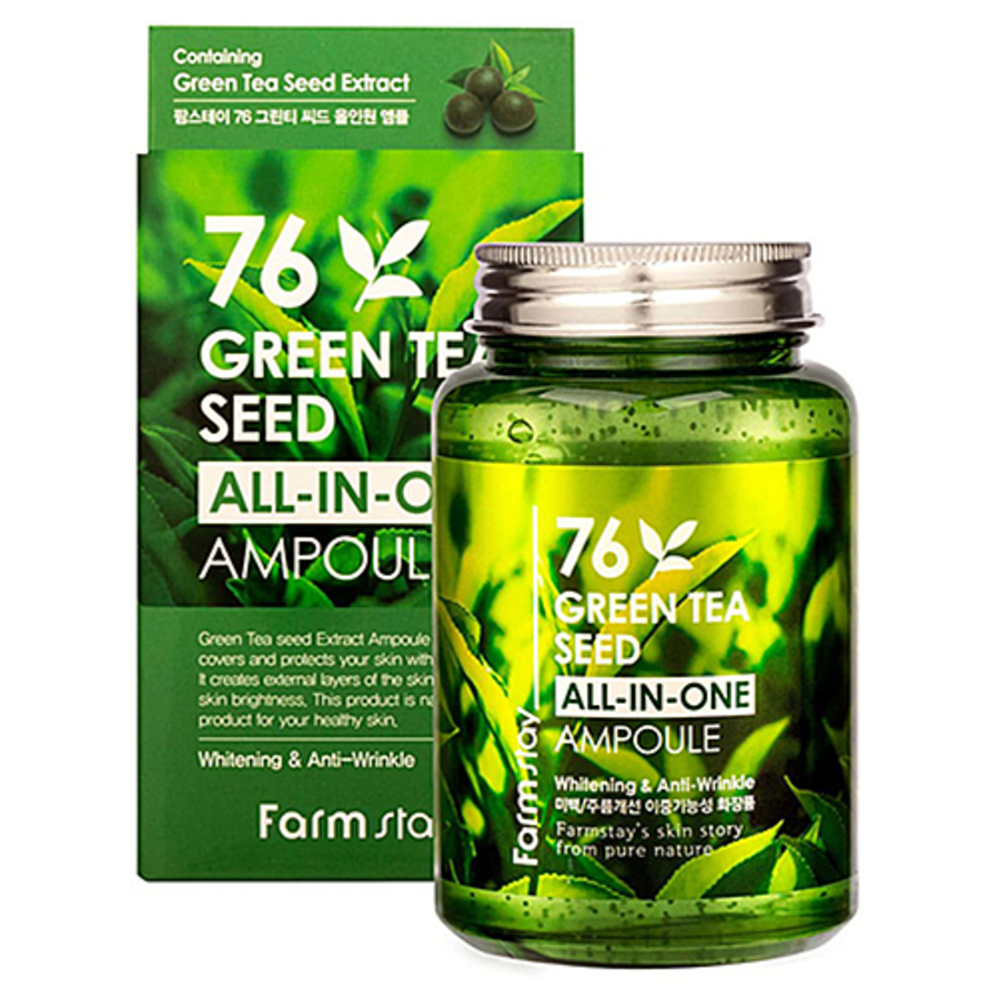 FARMSTAY Green Tea Seed All-In-One Ampoule, 250мл. Сыворотка для лица ампульная с экстрактом семян зеленого чая