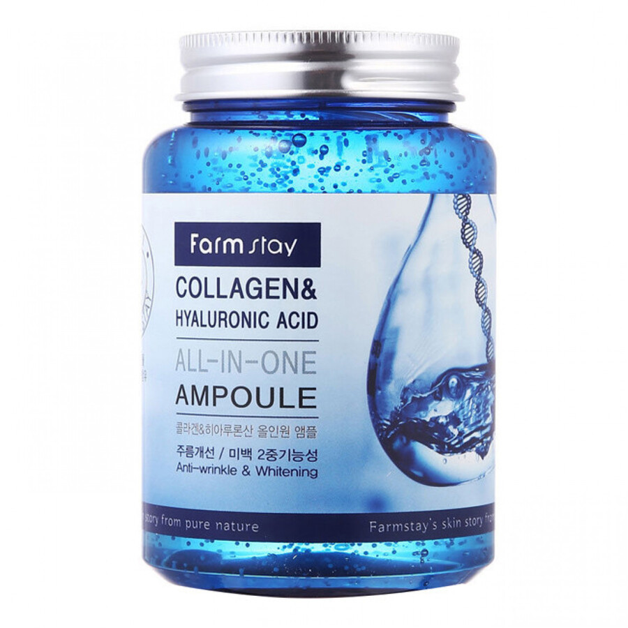 FARMSTAY All-In-One Collagen & Hyaluronic, 250мл. FarmStay Сыворотка для лица многофункциональная с коллагеном и гиалуроновой кислотой