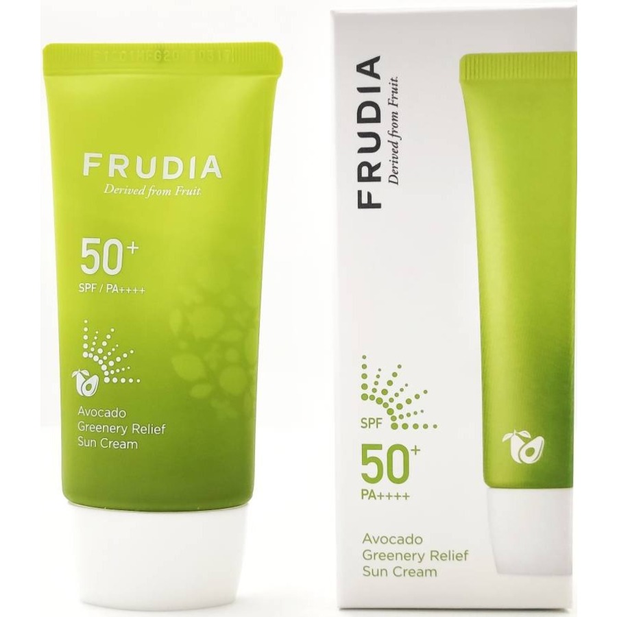 FRUDIA Avocado Greenery Relief Sun Cream SPF50+/Pa++++, 50мл. Frudia Крем для чувствительной кожи лица солнцезащитный с авокадо