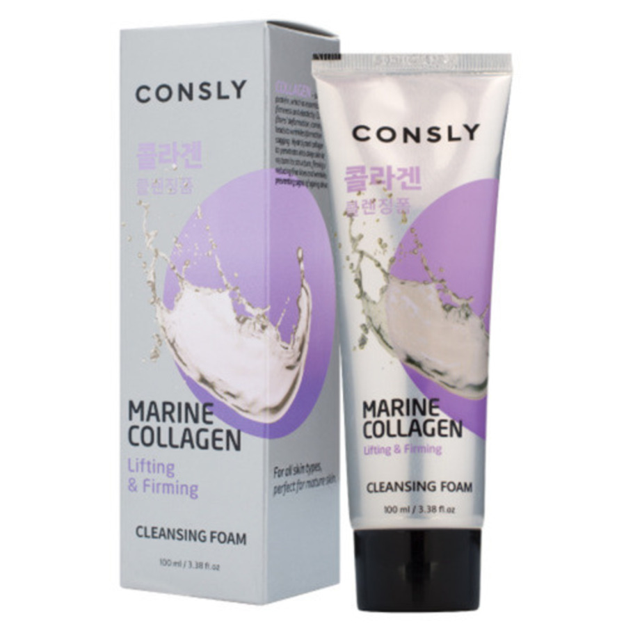 CONSLY Marine Collagen Lifting Creamy Cleansing Foam, 100мл. Consly Пенка для умывания кремовая укрепляющая с морским коллагеном