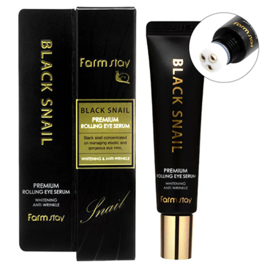 FARMSTAY Black Snail Premium Rolling Eye Serum, 25мл. FarmStay Сыворотка - роллер для кожи вокруг глаз с муцином улитки