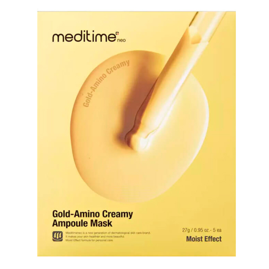 MEDITIME Meditime Gold-Amino Creamy Ampoule Mask, 27гр. Маска для лица тканевая питательная с аминокислотами