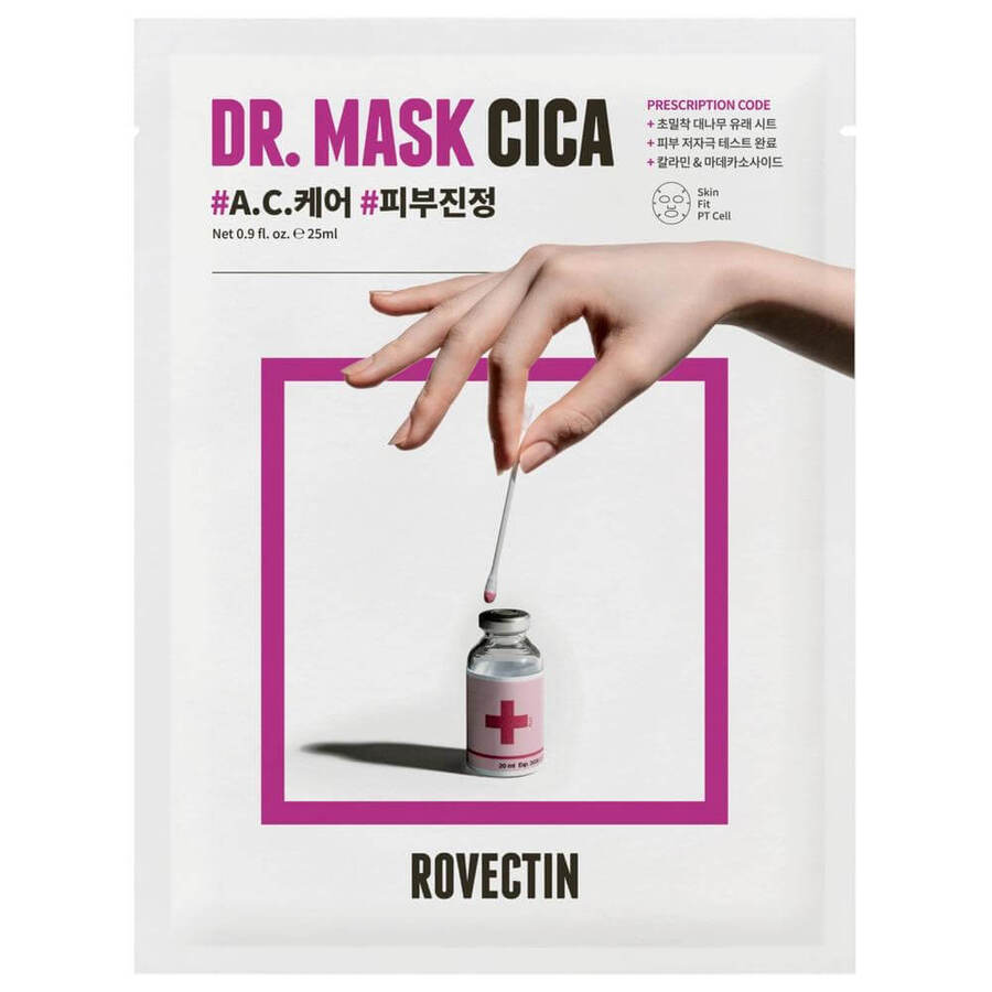 ROVECTIN Rovectin Skin Essentials Dr. Mask Cica, 25мл. Маска для лица тканевая восстанавливающая с центеллой