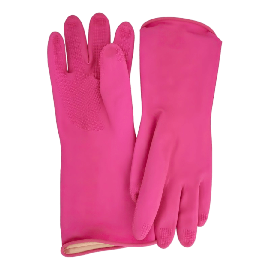 MYUNGJIN Rubber Glove, 1 пара Перчатки латексные хозяйственные удлиненные, с манжетой, размер S