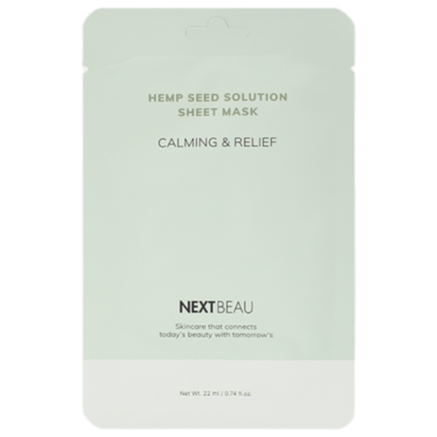 NEXTBEAU Hemp seed Solution Calming & Relief, 22мл Маска тканевая успокаивающая с маслом семян конопли
