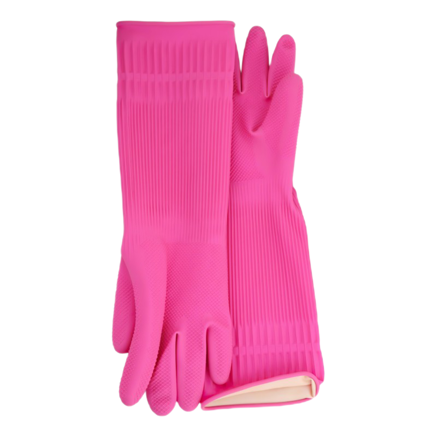 MYUNGJIN Rubber Glove, 1 пара Перчатки латексные хозяйственные удлиненные, с манжетой, размер L