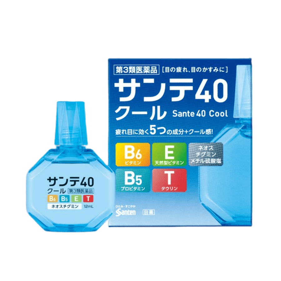 SANTEN 40 Cool, 12мл Sante Капли для глаз японские антивозрастные с витамином E, B6 и таурином и ментолом