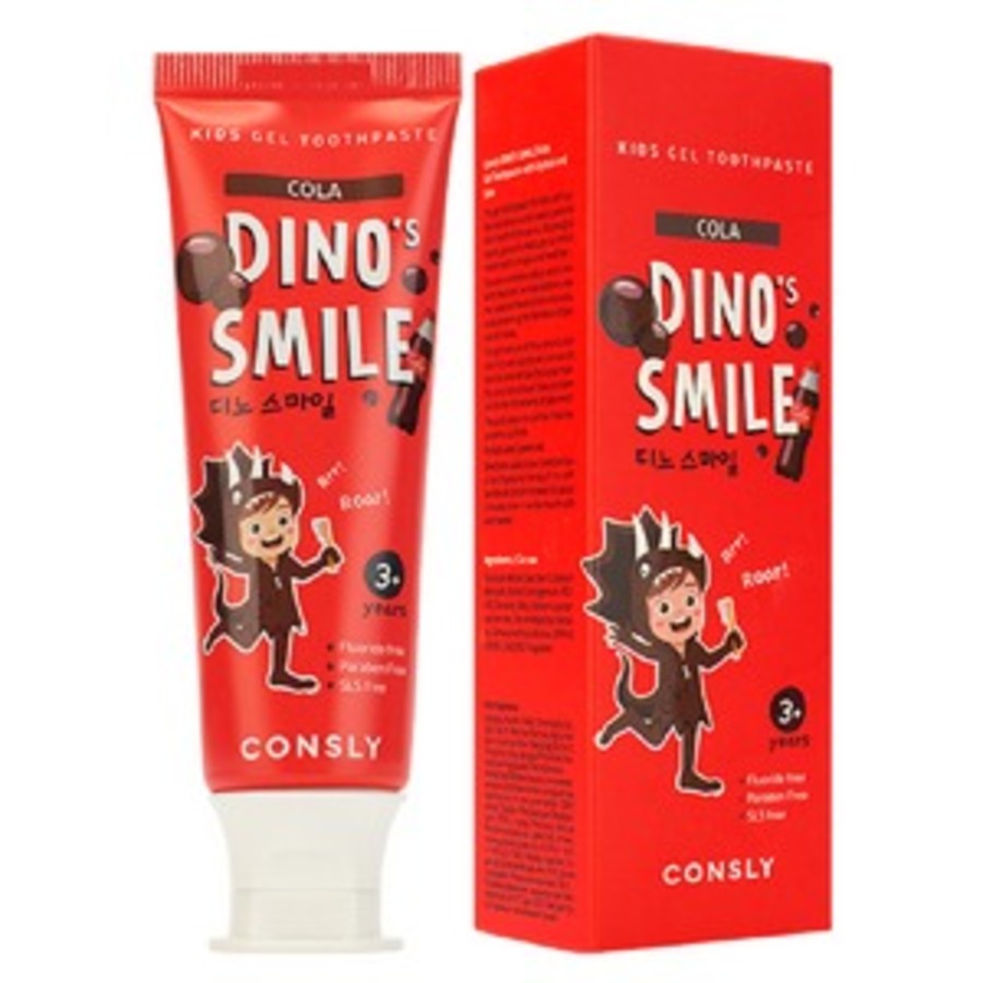 CONSLY Dino's Smile Kids Gel Toothpaste With Xylitol And Cola, 60гр. Consly Паста зубная гелевая детская c ксилитом и вкусом колы