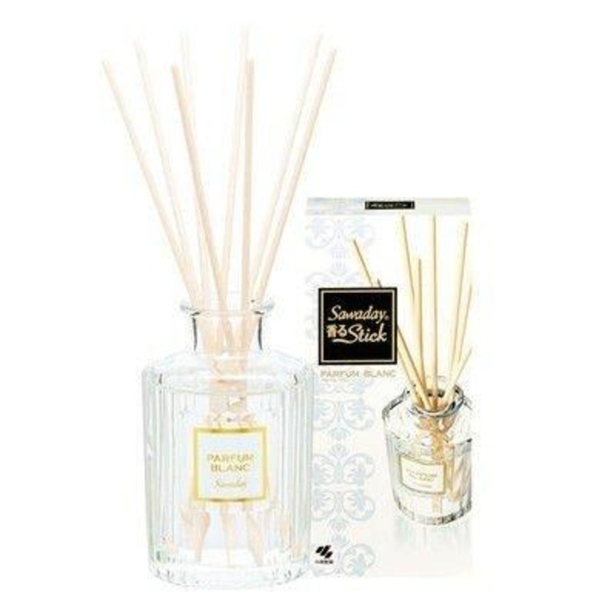 KOBAYASHI Sawaday Stick Parfum Blanc, 70мл, 8 палочек Kobayashi Аромадиффузор для дома натуральный, с теплым древесным ароматом и цветочно-цитрусовыми нотками, стеклянный флакон