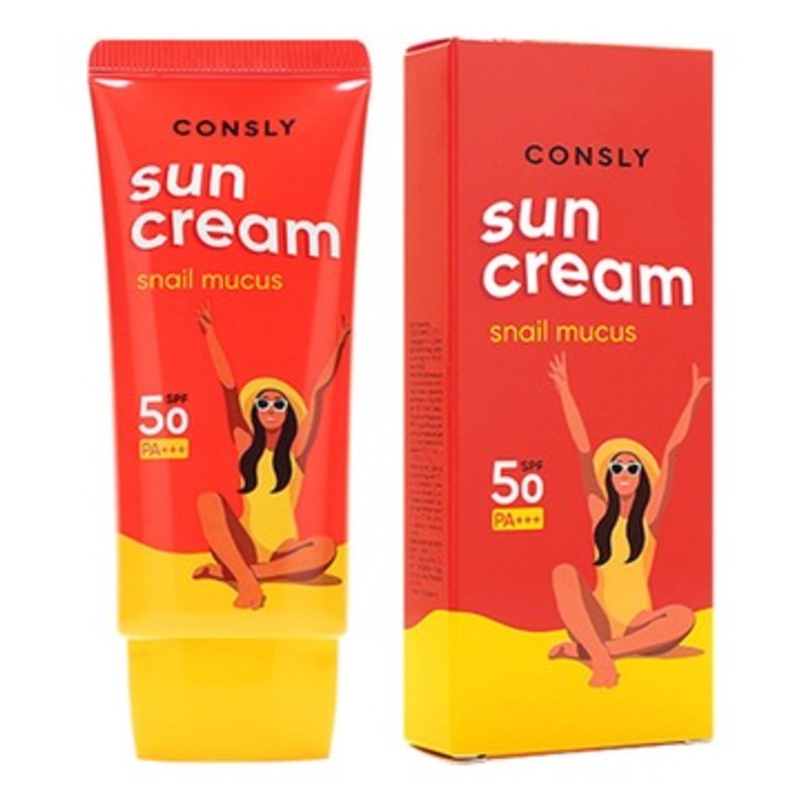 CONSLY Snail Muscus Sun Cream SPF 50+/PA+++ для комбинированной и жирной кожи, 50мл Consly Крем солнцезащитный с муцином улитки