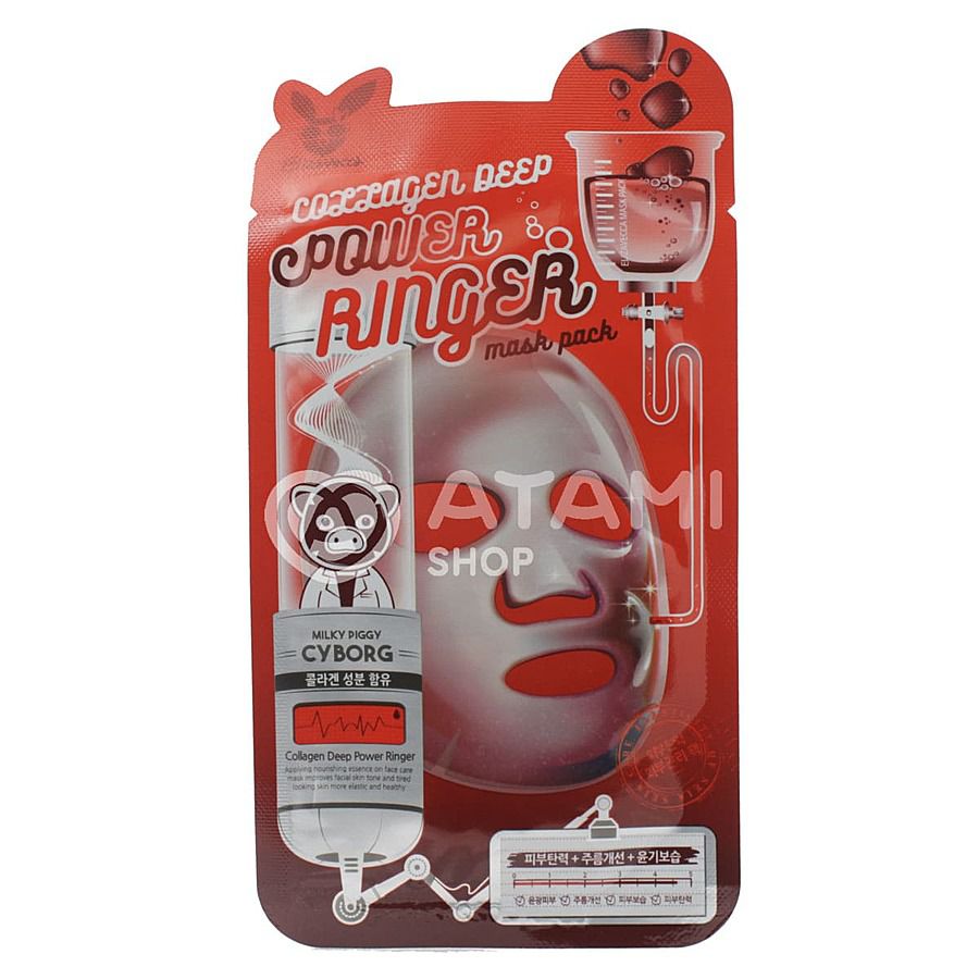 ELIZAVECCA Collagen Deep Power Ringer Mask Pack, 23мл. Маска для лица тканевая антивозрастная с коллагеном