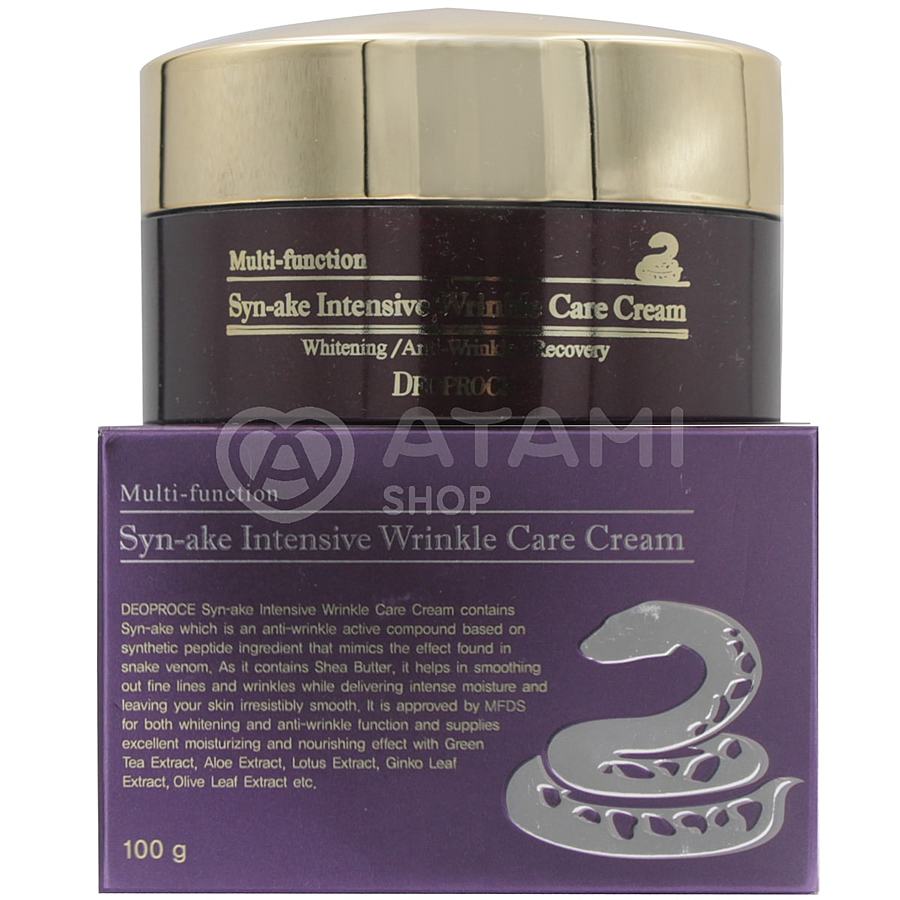 DEOPROCE Deoproce Syn-Ake Intensive Wrinkle Care Cream, 100мл. Крем для лица антивозрастной со змеиным пептидом