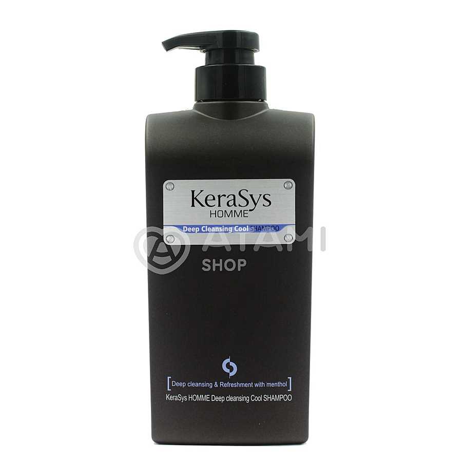 KERASYS Homme Deep Cleansing Cool Shampoo, 550мл. KeraSys Шампунь для волос мужской освежающий с экстрактом мяты