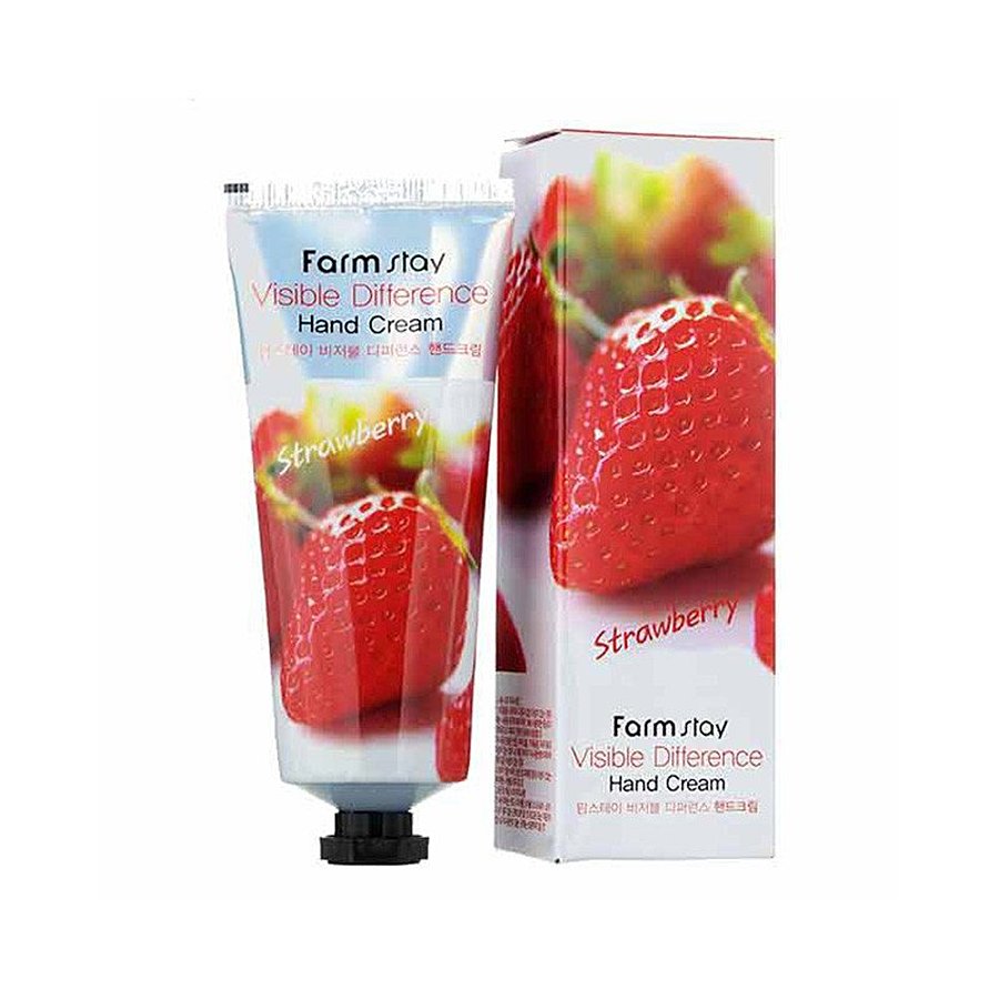 FARMSTAY Visible Difference Hand Cream Strawberry, 100мл. FarmStay Крем для рук увлажняющий с экстрактом клубники