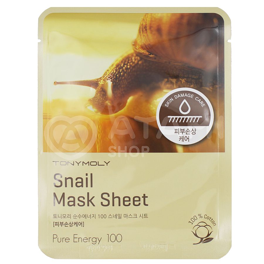 TONY MOLY Snail Mask Sheet Pure Energy 100 Маска для лица тканевая с муцином улитки