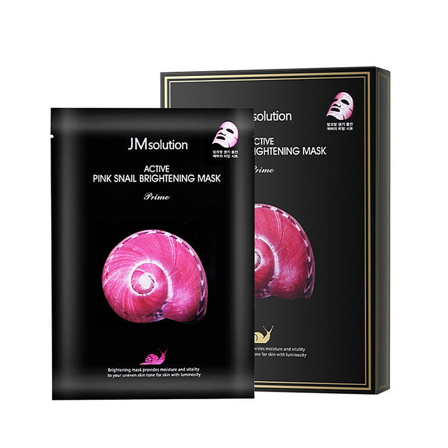 JM SOLUTION Active Pink Snail Brightening Mask Prime, 30мл. JMsolution Маска для лица тканевая ультратонкая с муцином улитки