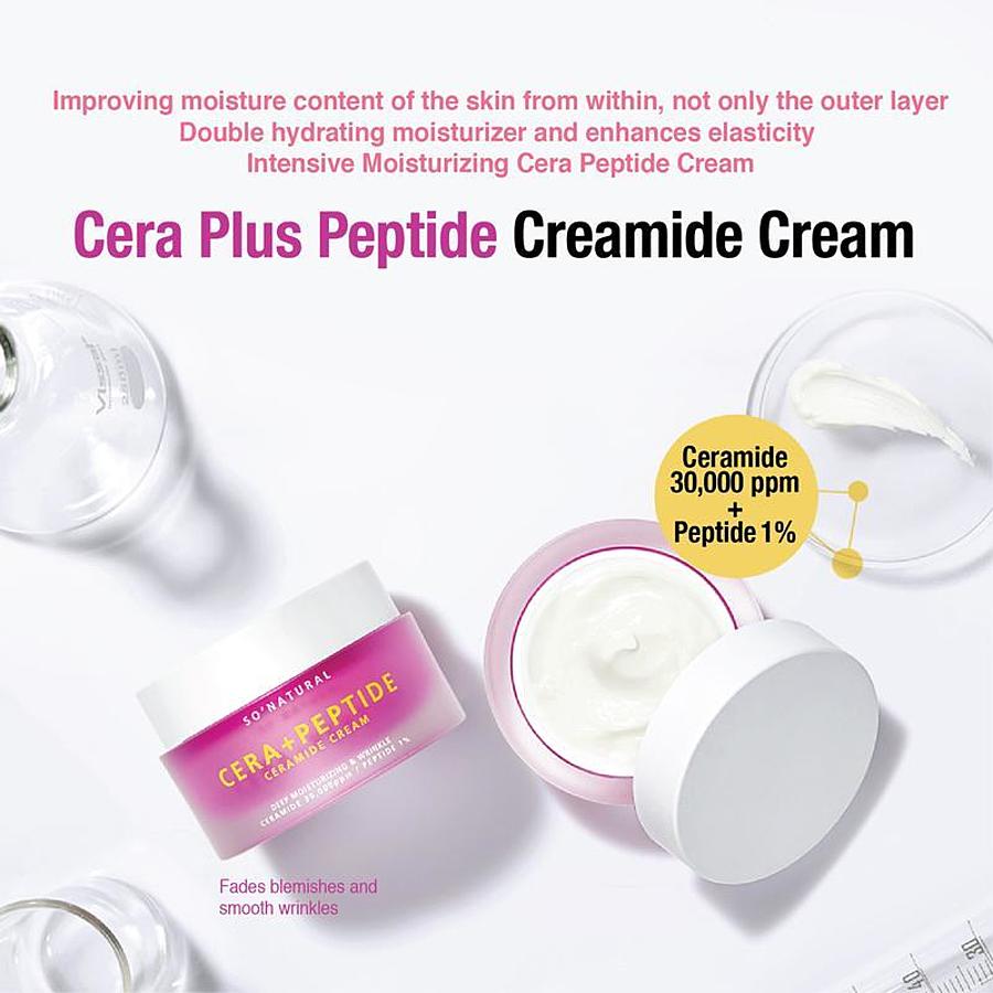 SO NATURAL Cera Plus Peptide Ceramide Cream, 50мл. Крем для лица с эффектом лифтинга с керамидами и пептидами