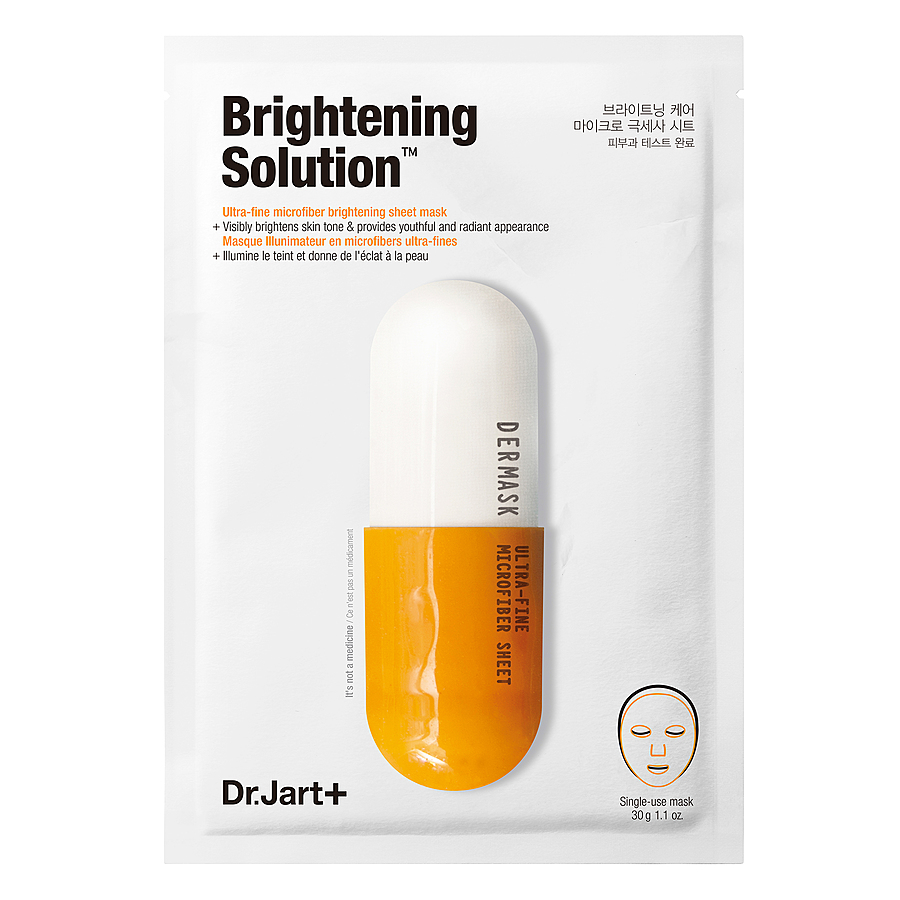 DR. JART+ Dermask Micro Jet Brightening Solution, 28мл. Dr.Jart+ Маска для лица тканевая очищающая выравнивающая тон кожи
