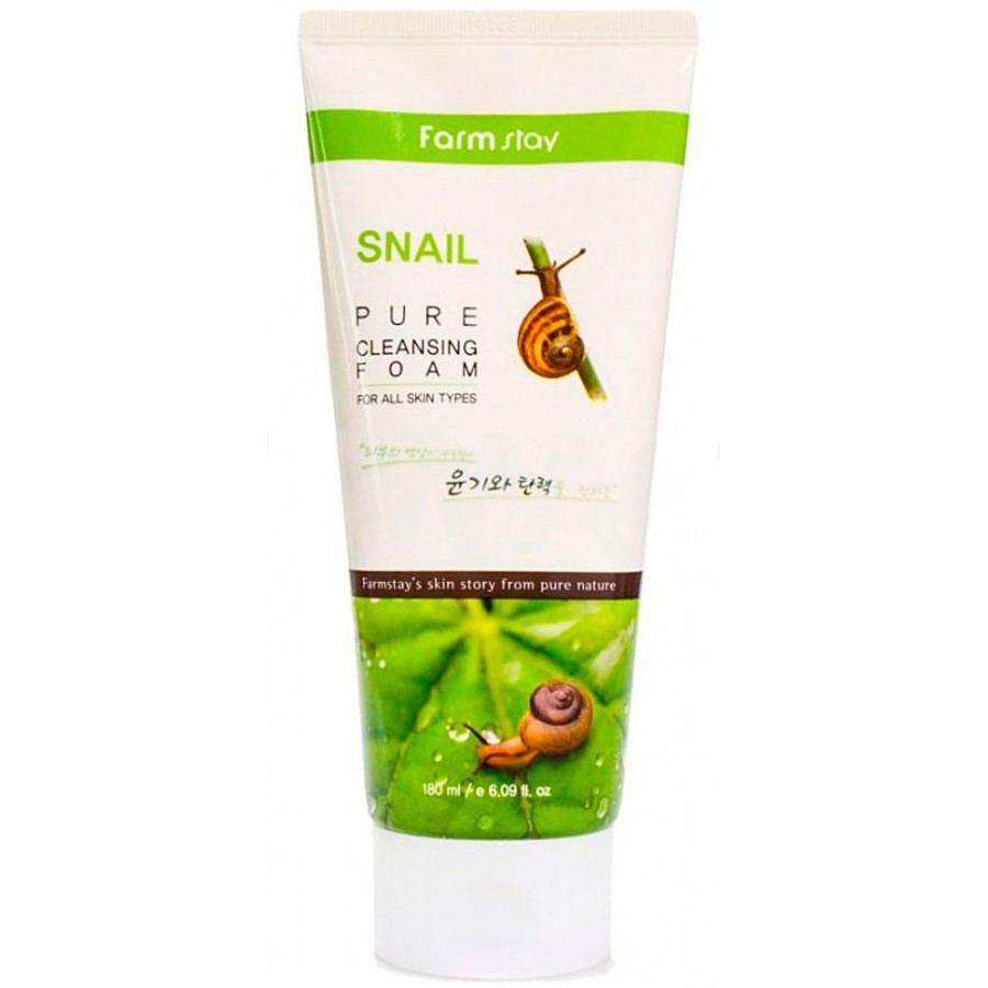 FARMSTAY Snail Pure Cleansing Foam, 180мл. Пенка для умывания с муцином улитки