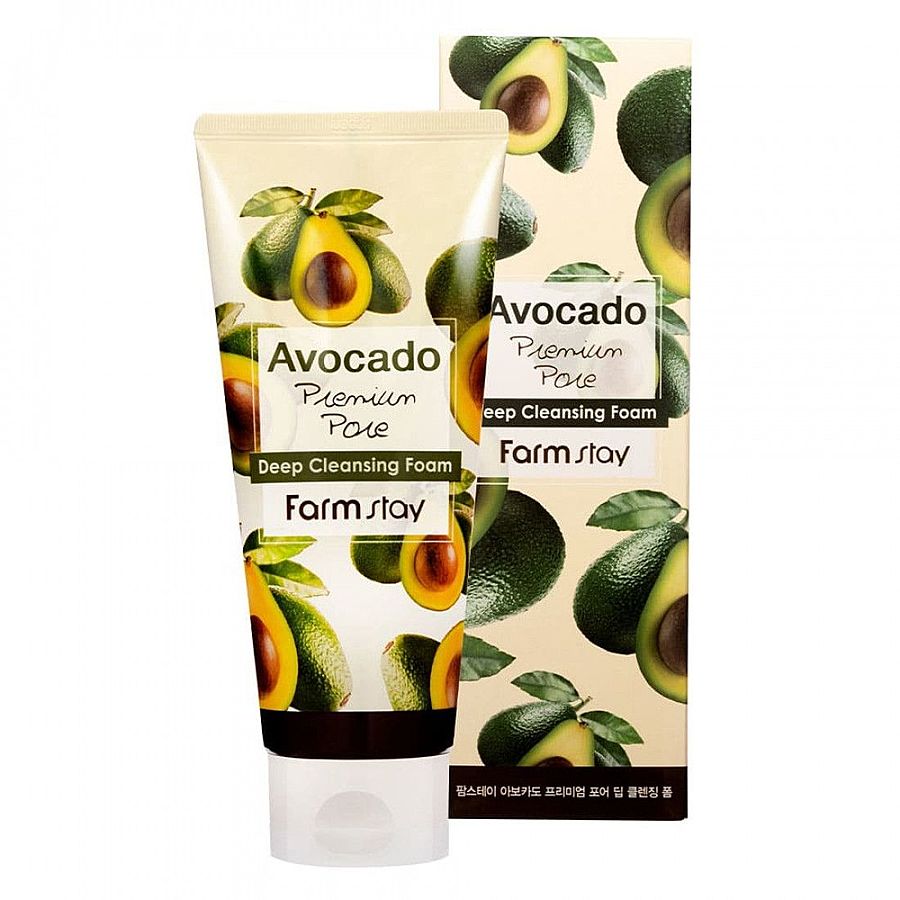 FARMSTAY Avocado Deep Cleansing Foam, 180мл. Пенка для умывания для всех типов кожи с маслом авокадо