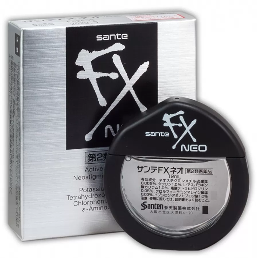 SANTEN Fx Neo Silver, 12мл. Sante Капли для глаз японские тонизирующие с таурином, индекс свежести 5