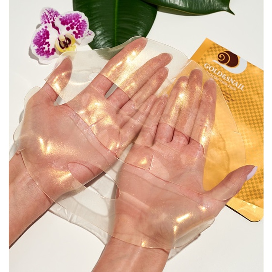 PETITFEE Petitfee Gold & Snail Hydrogel Mask Pack, 30мл. Маска для лица гидрогелевая с золотом и муцином улитки