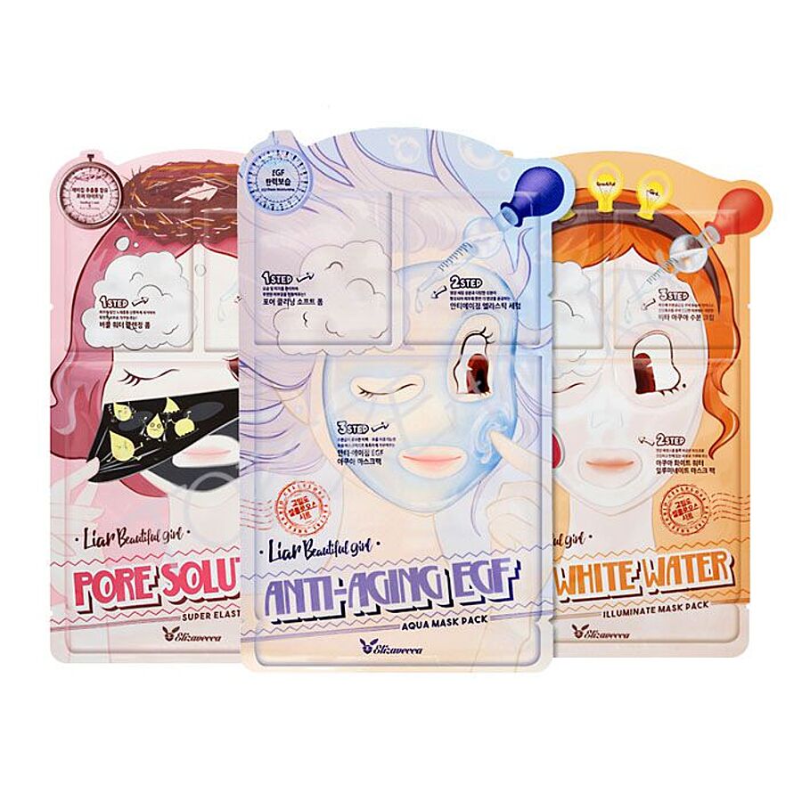 ELIZAVECCA 3-Step Anti-Aging EGF Aqua Mask Pack, 2мл/2мл/25мл. Комплекс для лица с тканевой маской антивозрастной