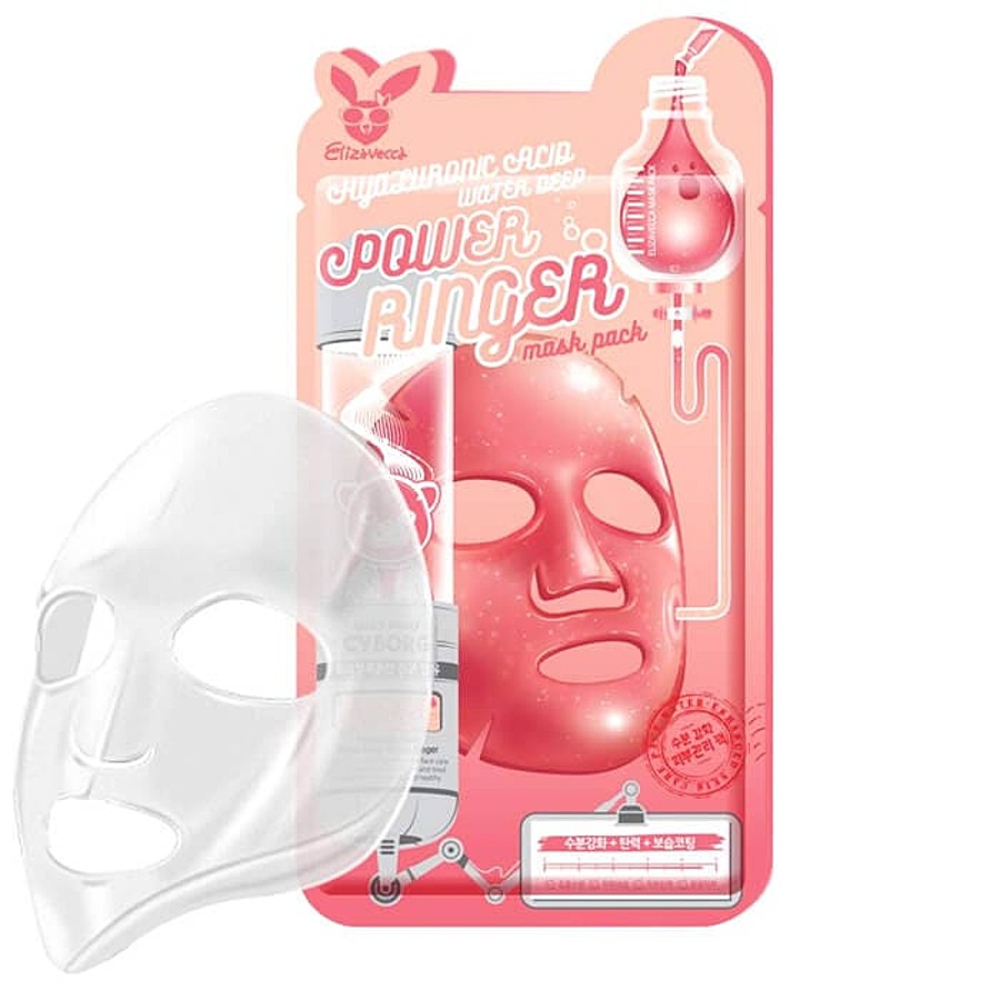 ELIZAVECCA Hyaluronic Acid Water Deep Power Ringer Mask Pack, 23мл. Маска для лица тканевая увлажняющая с гиалуроновой кислотой