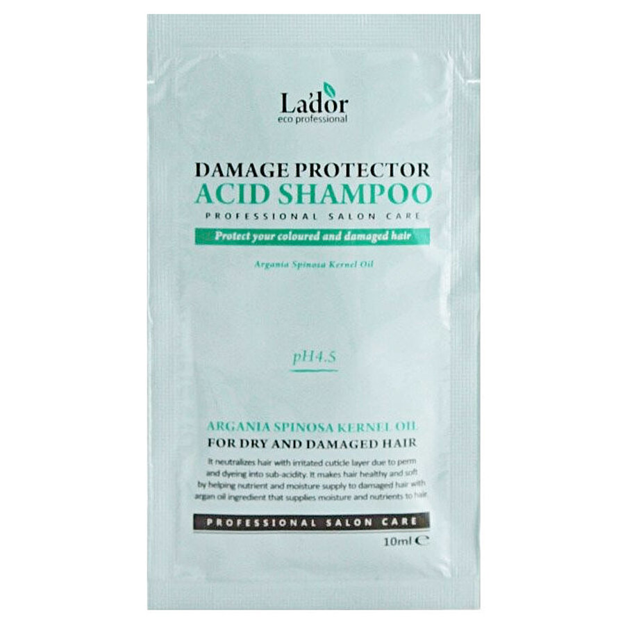 LA'DOR Professional Salon Hair Care Damaged Protector Acid Shampoo, 10мл. Шампунь для окрашенных волос с аргановым маслом, пробник