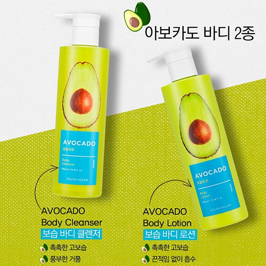 HOLIKA HOLIKA Avocado Body Cleanser, 390мл. Гель для душа с маслом авокадо