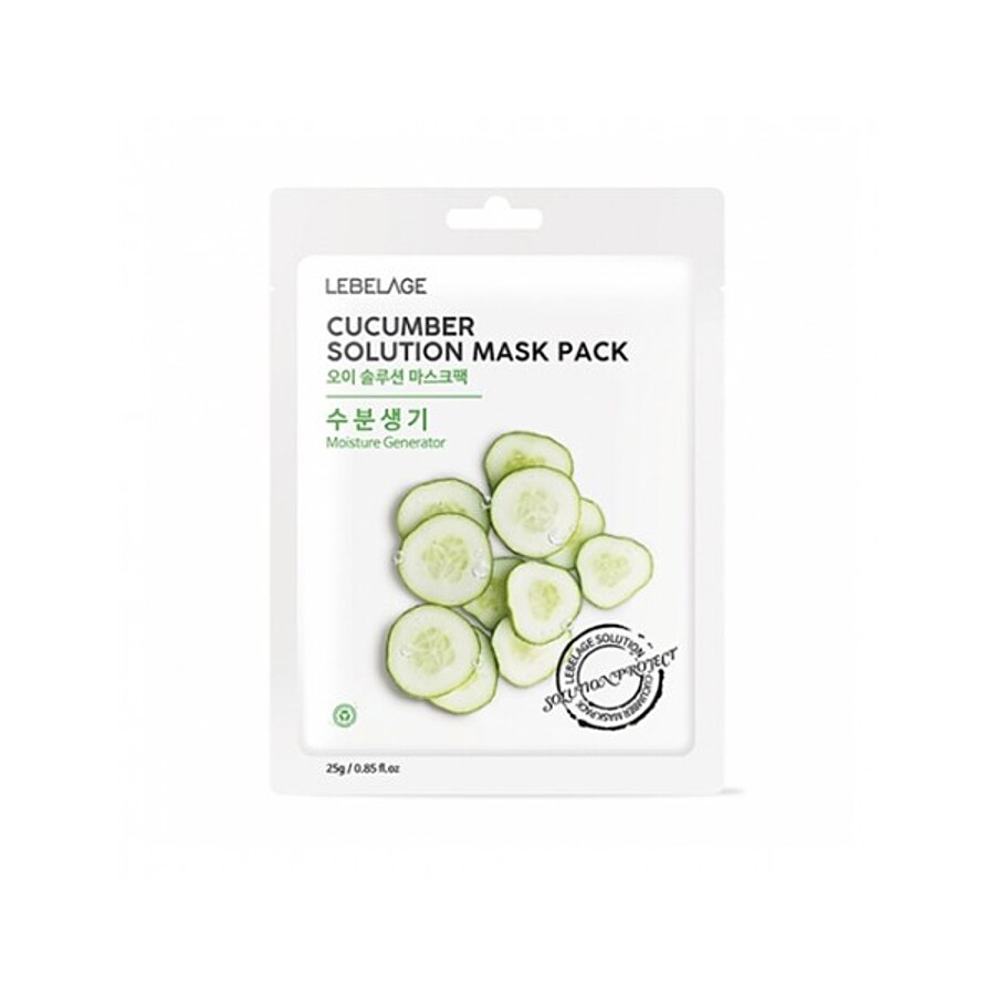 LEBELAGE Cucumber Solution Mask Pack, 25гр. Маска для лица тканевая с экстрактом огурца