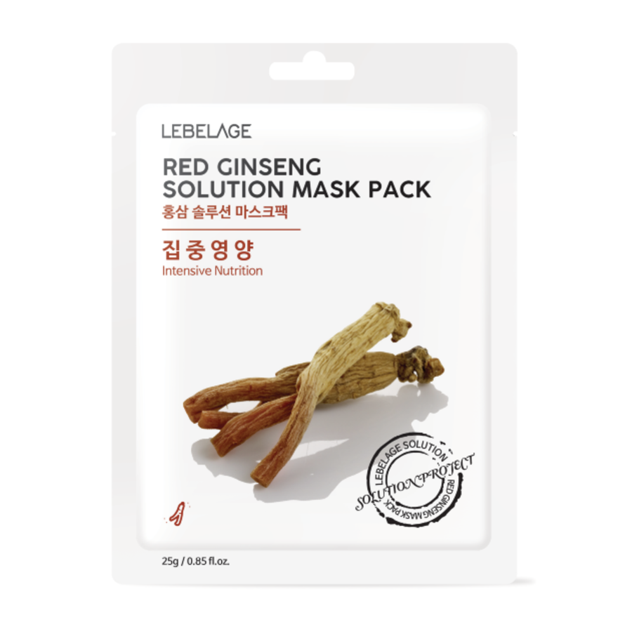 LEBELAGE Red Ginseng Solution Mask Pack, 25гр. Маска для лица тканевая с красным женьшенем