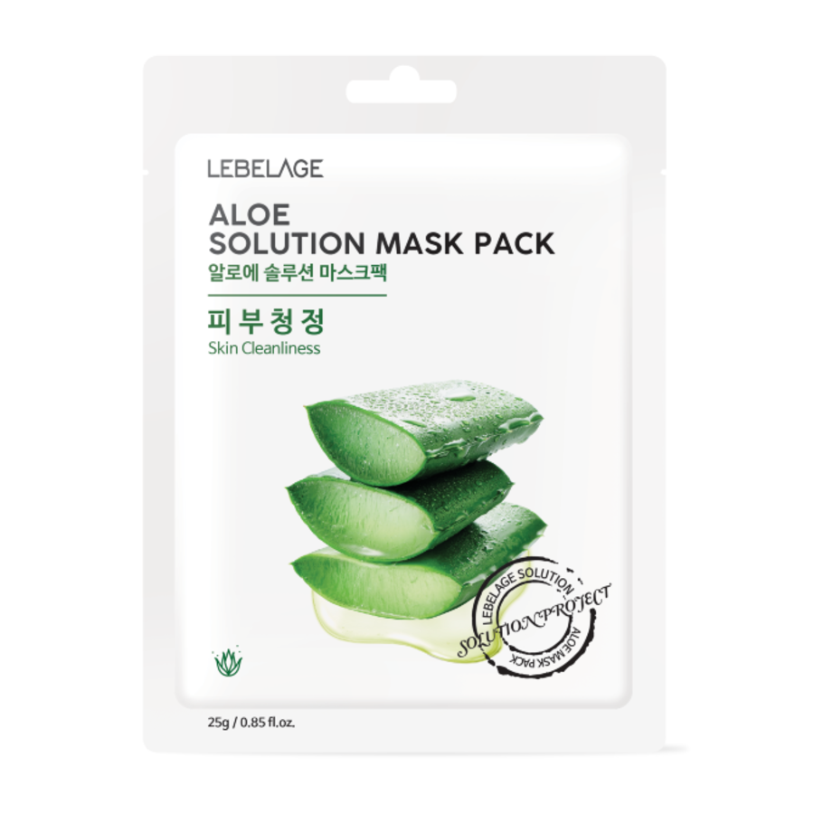 LEBELAGE Aloe Solution Mask Pack, 25гр. Маска для лица тканевая с алоэ