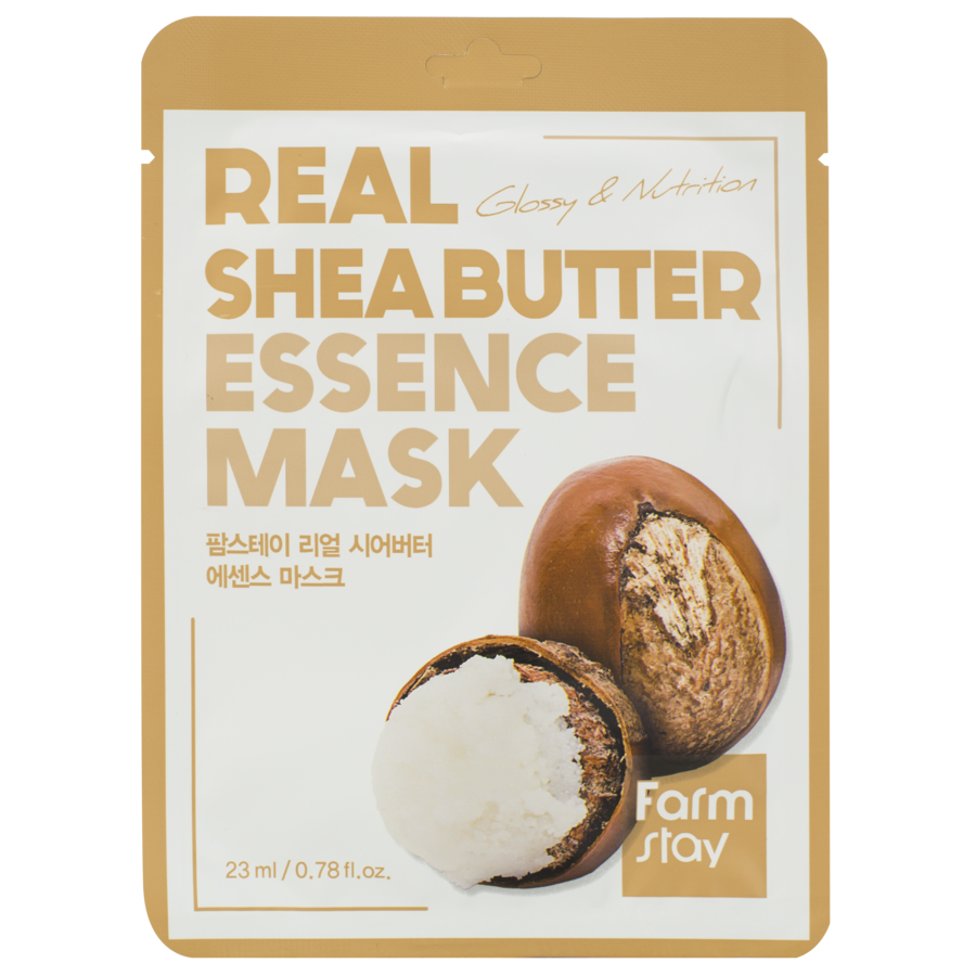 FARMSTAY Real Shea Butter Essence Mask, 23мл. Маска для лица тканевая питательная с маслом ши
