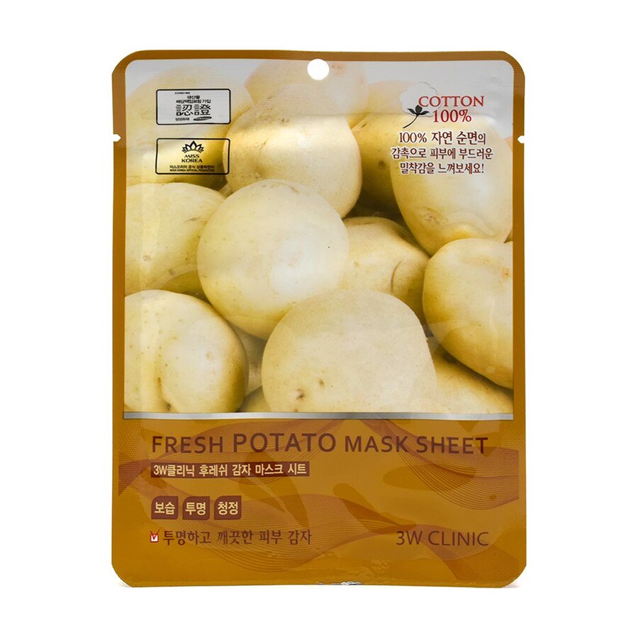 3W CLINIC Fresh Potato Mask Sheet, 23мл. Маска для лица тканевая с экстрактом картофеля