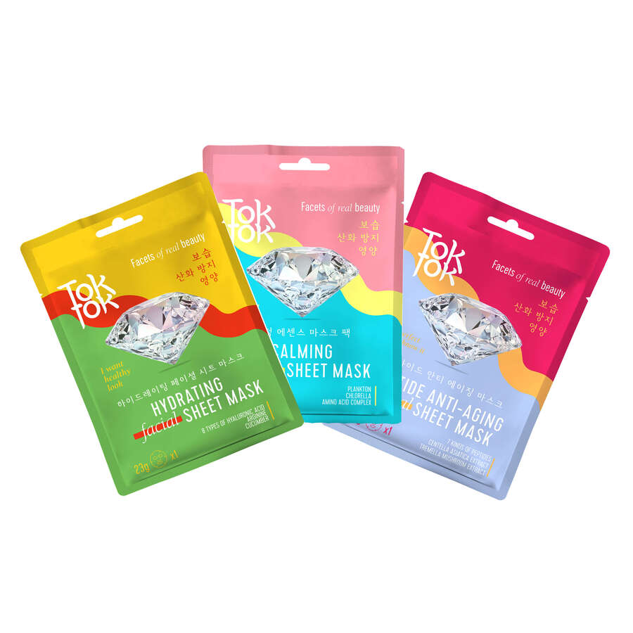 TOKTOK Calming Facial Sheet Mask, 23гр. Маска для лица тканевая успокаивающая