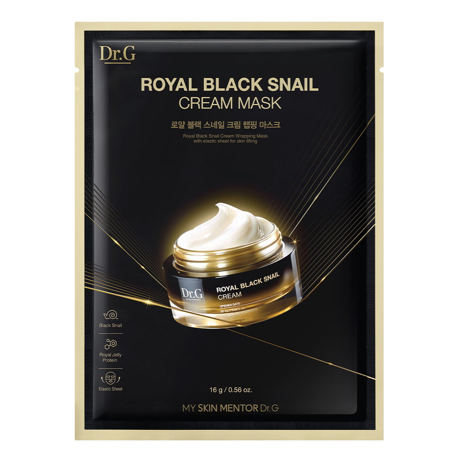 DR.G Royal Black Snail Cream Mask, 1шт. Маска для лица тканевая антивозрастная с муцином чёрной улитки