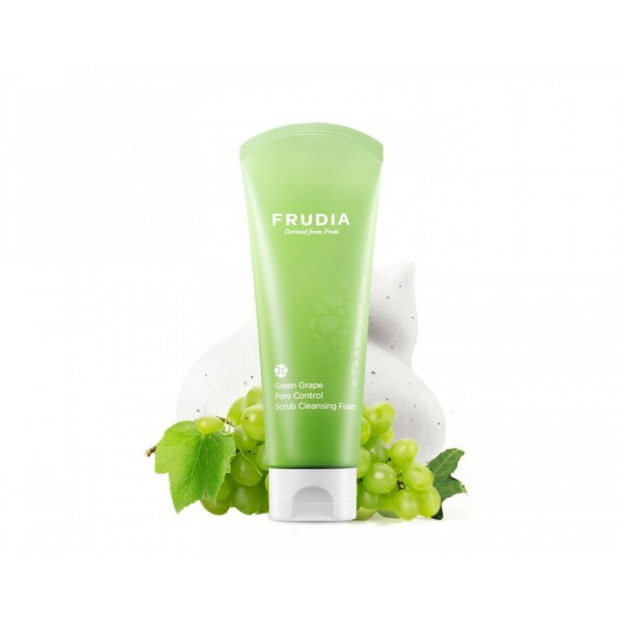 FRUDIA Green Grape Pore Control Scrub Cleansing Foam, 145мл. Frudia Пенка - скраб для умывания себорегулирующая с виноградом