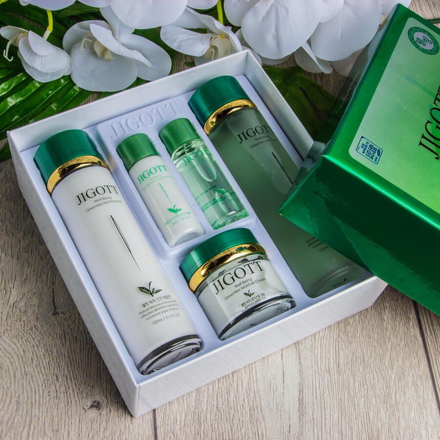 JIGOTT Well-Being Green Tea Skin Care Набор для ухода за лицом с экстрактом зеленого чая