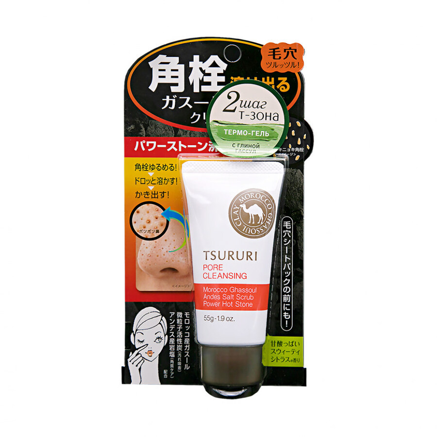 BCL Tsururi Pore Cleansing Cream, 55гр. Термо-гель для очищения Т-зоны лица с глиной гассул