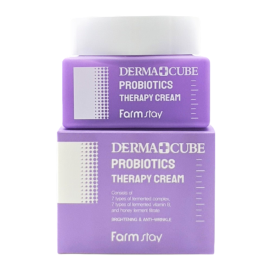 FARMSTAY Derma+Cube Probiotics Therapy Cream, 50мл. Крем для лица восстанавливающий с пробиотиками