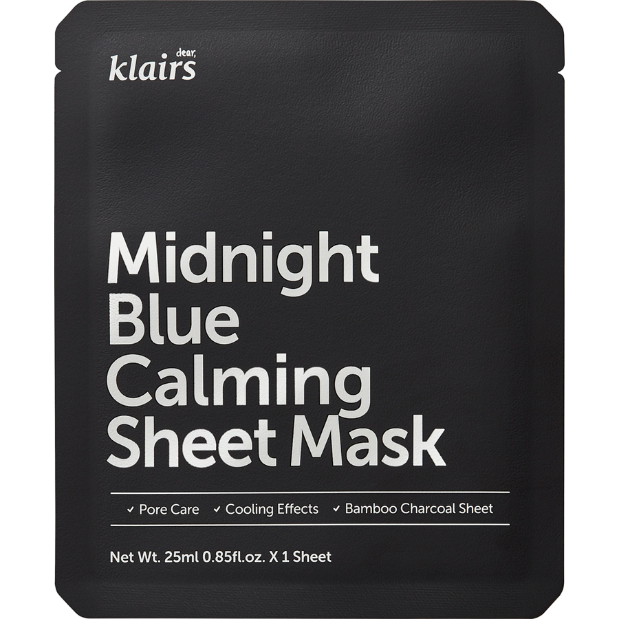 DEAR, KLAIRS Midnight Blue Calming Sheet Mask, 25мл. Маска для лица тканевая успокаивающая с охлаждающим действием