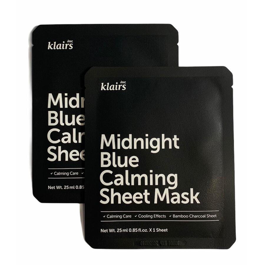 DEAR, KLAIRS Midnight Blue Calming Sheet Mask, 25мл. Маска для лица тканевая успокаивающая с охлаждающим действием