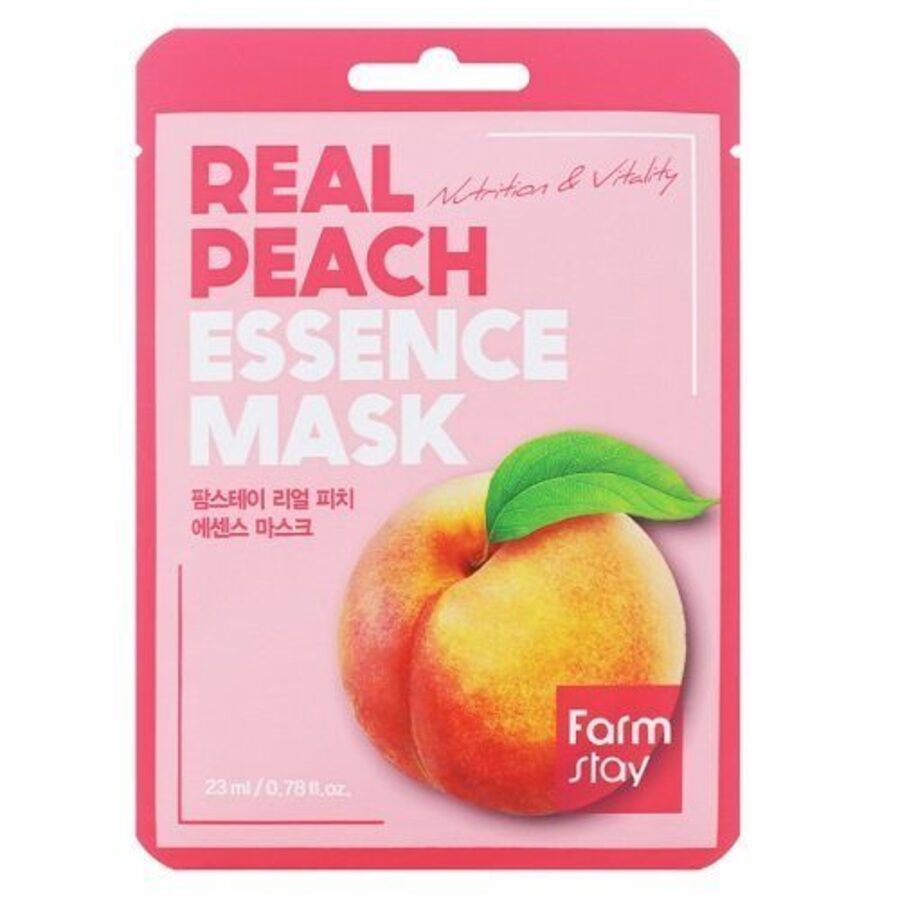 FARMSTAY Real Peach Essence Mask, 23мл. Маска для лица тканевая увлажняющая с экстрактом персика