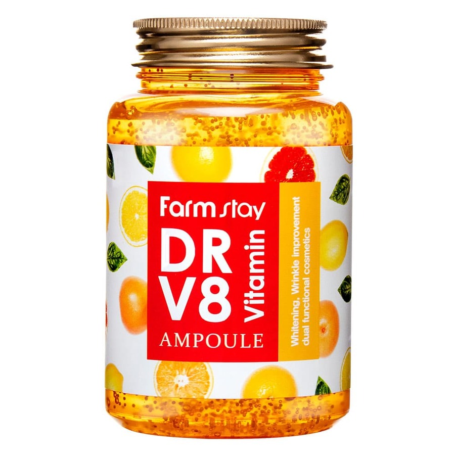 FARMSTAY Dr-V8 Vitamin Ampoule, 250мл. Сыворотка для лица ампульная с витаминами С, E, B5, B3